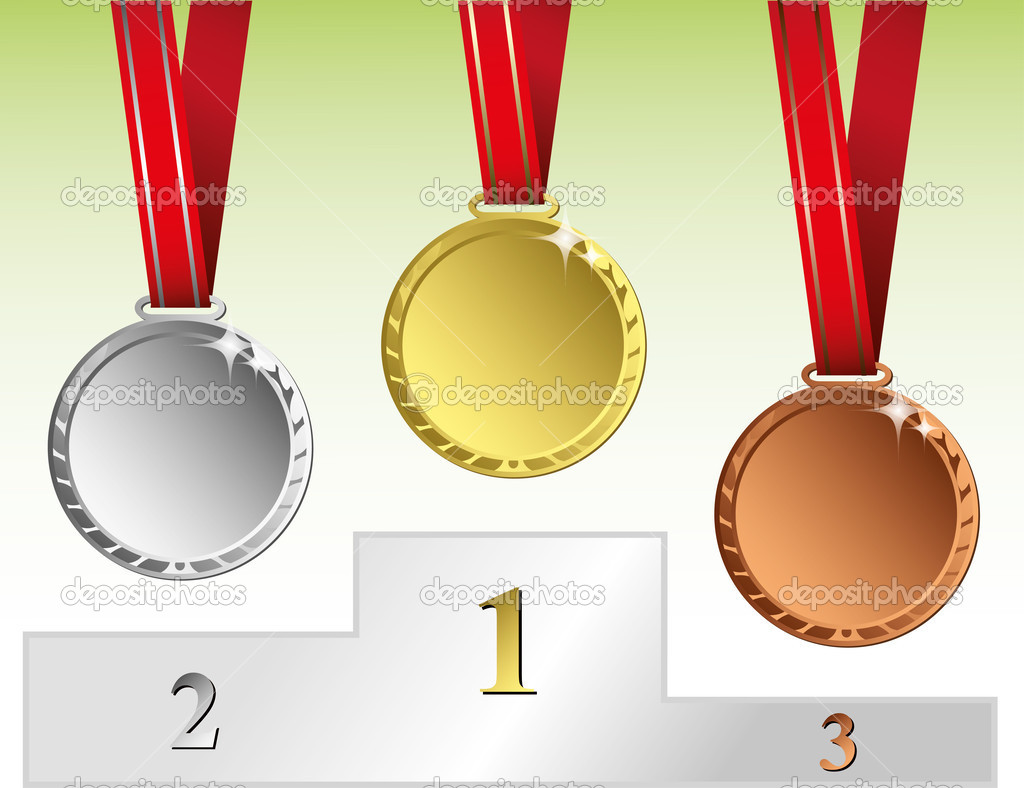 Three medals on podium