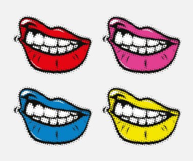 kıvrılmış bir gülümseme noktalar yapılan