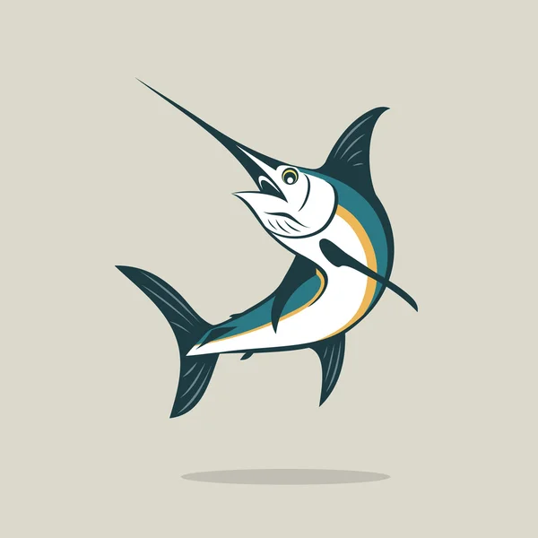 Marlin vis etiket — Stockvector