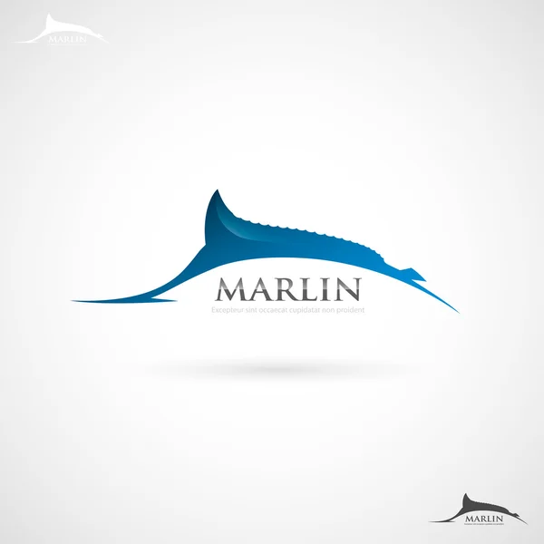 Marlin etichetta pesce — Vettoriale Stock