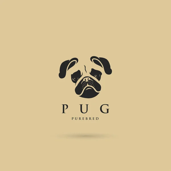 Etiqueta de perro Pug — Vector de stock