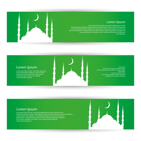 Banners con mezquita — Vector de stock