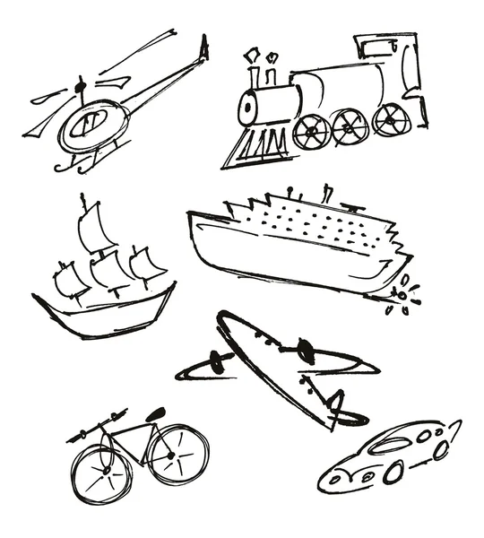 Reihe von Transportmitteln — Stockvektor