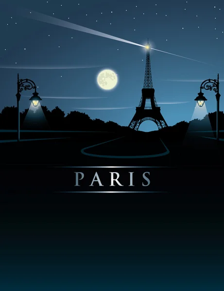 Eiffel tower at night — Stock Vector