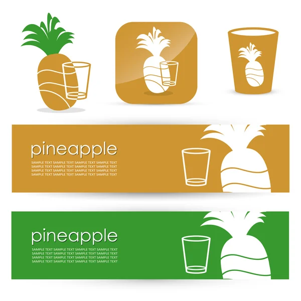 Pineapple signs and banner — Stock Vector