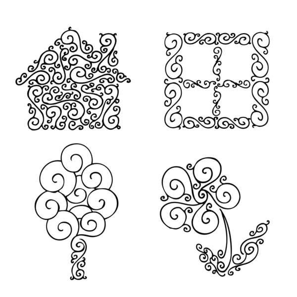 Geïsoleerde floral huis — Stockvector