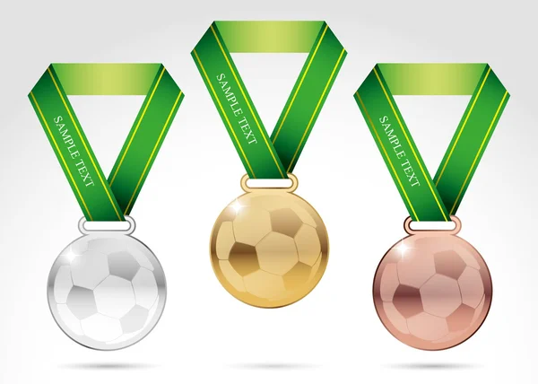 Komplet medali piłka nożna — Wektor stockowy