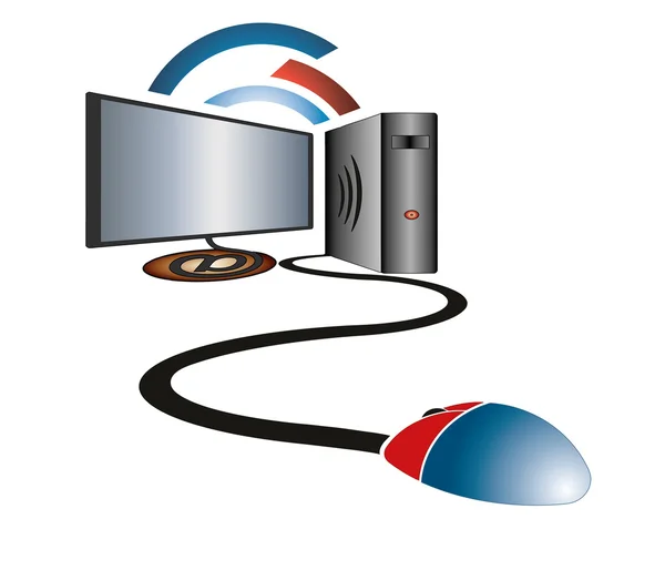 Custodia per computer con monitor e mouse — Vettoriale Stock