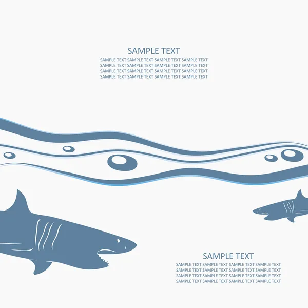 Bakgrund med hajar — Stock vektor