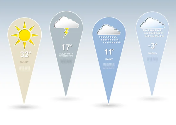 Weather forecast pins — Stock Vector