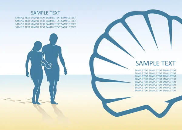 Par promenader på stranden — Stock vektor