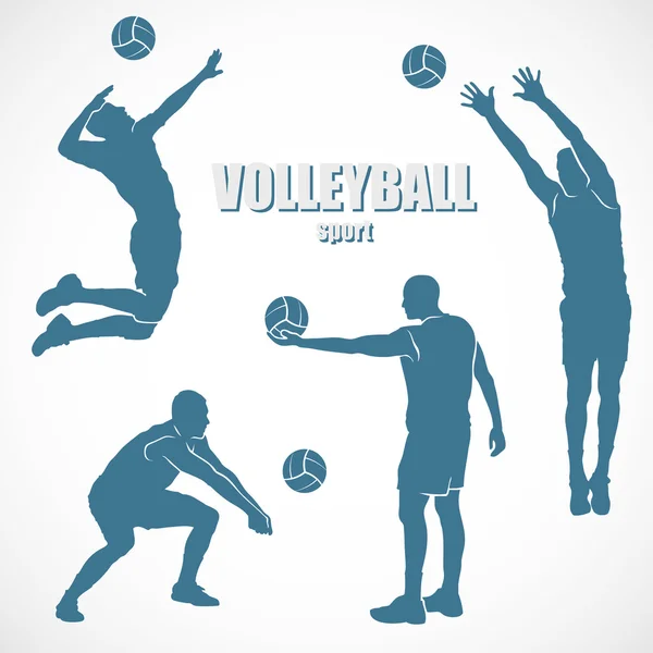Siluetas de voleibol — Archivo Imágenes Vectoriales