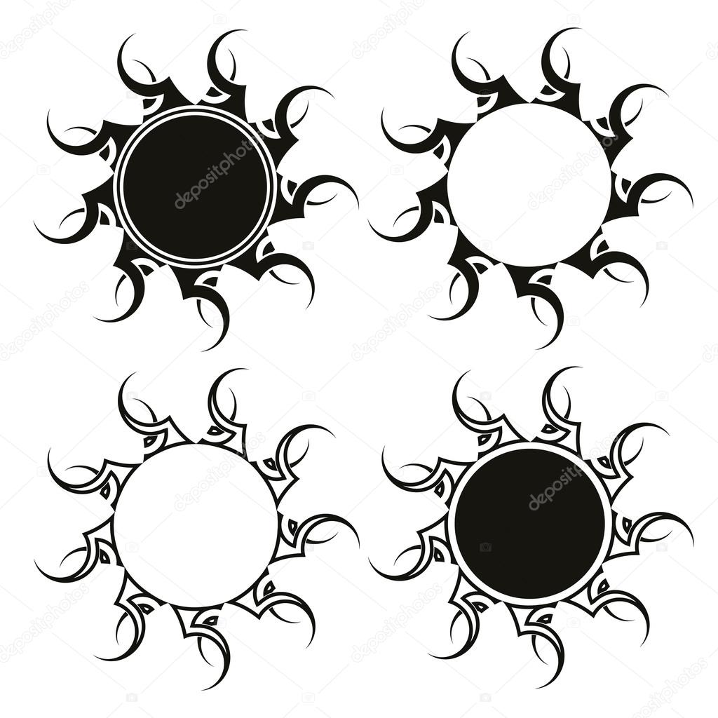 Set of tribal Sun tattoo