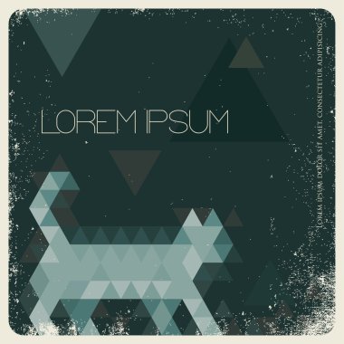 abstracte grunge poster met geometrische gevormde kat