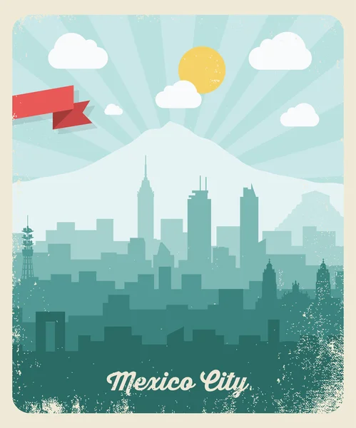 Mexiko Stadt Vintage Poster — Stockvektor