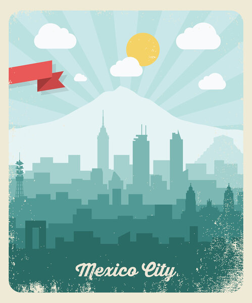 Mexico City vintage poster