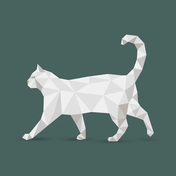 Witte origami kat — Stockvector