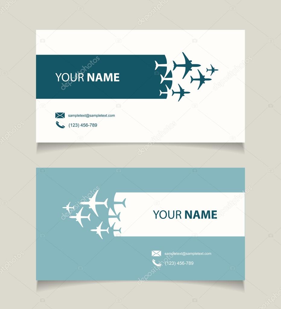 Business card template with airplanes