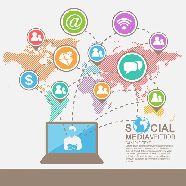 Redes sociales — Vector de stock