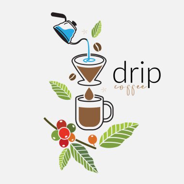 İçkinin üzerine dökülen, damlatan kahve yapma süreci 