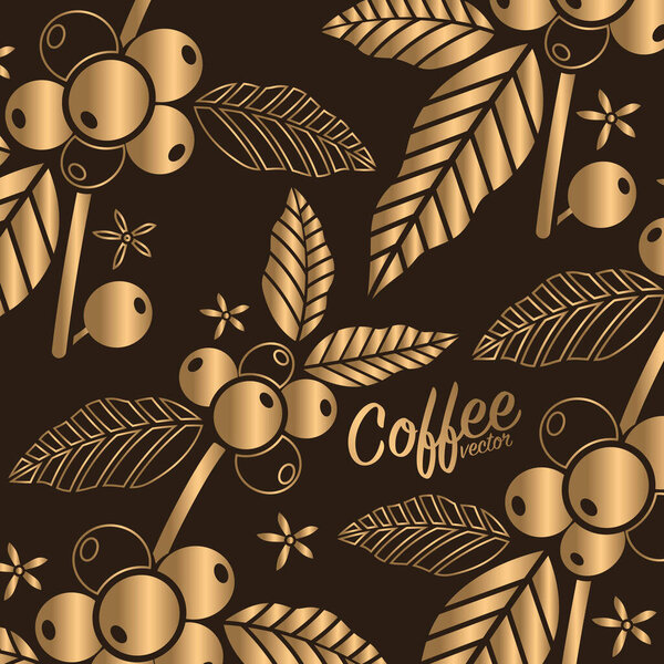 Векторная иллюстрация специального кофе, ветви кофейного дерева с листьями и ягодами