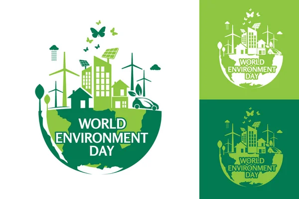 Modello Design Del Logo Giornata Mondiale Dell Ambiente — Vettoriale Stock