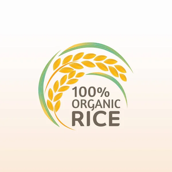 Arroz Con Cáscara Prima Orgánica Producto Natural Banner Logo Vector — Vector de stock