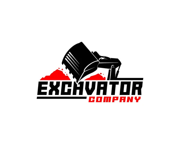Excavator Silhouette Vector Logo Șablon Construcție Ilustrație Vectorială — Vector de stoc