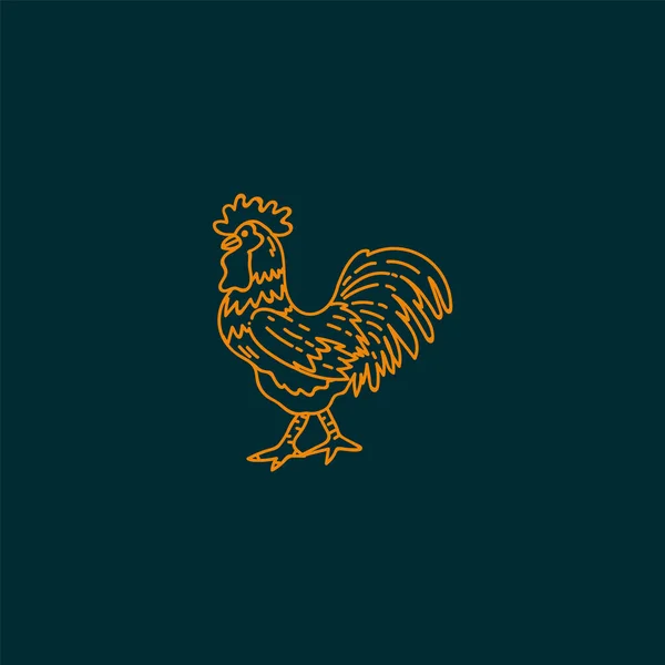 Baromfi illusztráció. Egy kézzel húzott kakas egy farmra. Mezőgazdasági természetes állatok bannertervezés céljából. — Stock Vector