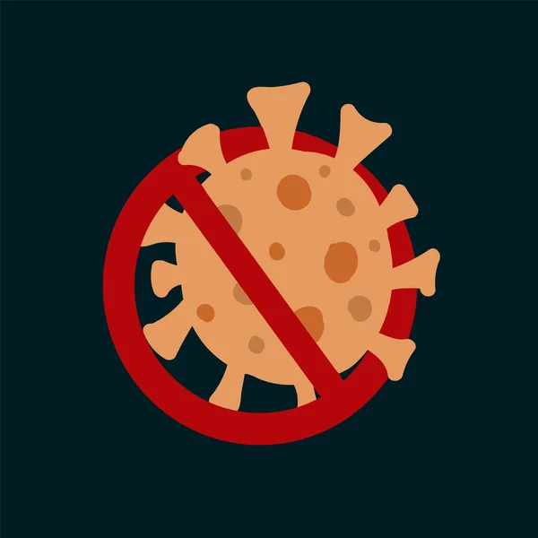 Póster Detener virus. El icono de bacterias patógenas, virus está prohibido. Microorganismo colorido, detener los gérmenes para el diseño de banners. — Vector de stock