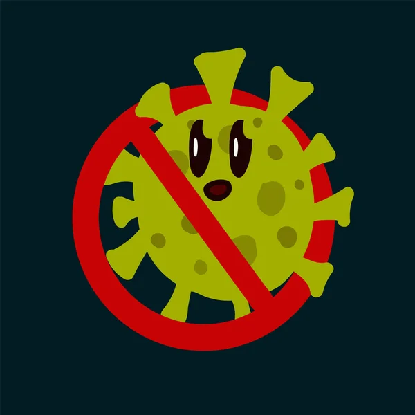 Póster Detener virus y bacterias. Ilustración de bacterias medicinales, virus están prohibidos. Icono de parada de Coronavirus. Microorganismo colorido, detener los gérmenes para el diseño de banners. — Vector de stock