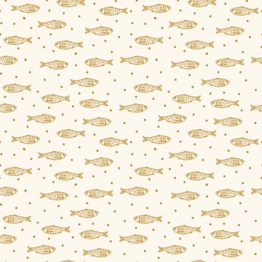 Japon balığı deseni. Arka planda deniz ve nehir sakinleri var. Tekstil için deniz ürünleri karalaması.