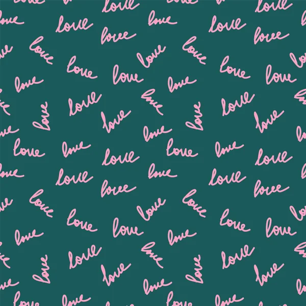 A pattern with the words Love. Vector background for Valentines Day. Pink letters of Love for textiles. —  Vetores de Stock