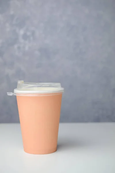 Takeaway Kaffe Kopp Ljusbrun Färg Singular — Stockfoto