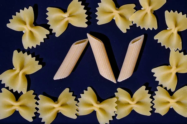 Pasta Different Shapes Combined Each Other Pasta Spiral Pasta Shell — Stock Photo, Image