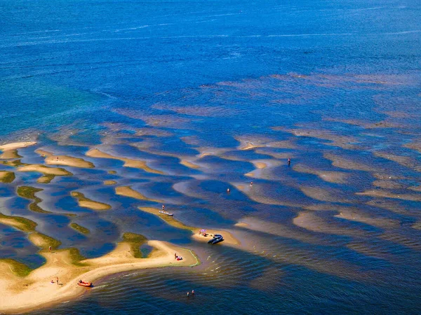 Landschap Uitzicht Rivier Wolga Boten Gaan Rivier Mensen Doen Watersport — Stockfoto