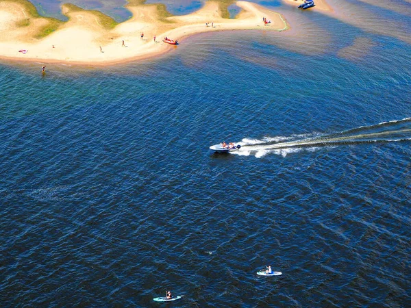 Paisaje Vista Del Río Volga Barcos Van Río Gente Hace — Foto de Stock