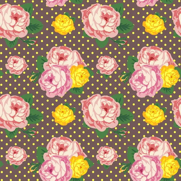 Shabby Chic motif sans couture. Roses vintage vectorielles — Image vectorielle