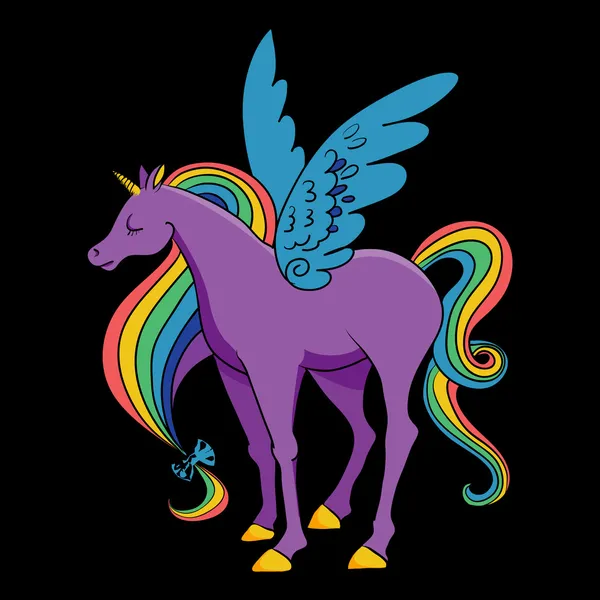 Dessin animé licorne de couleur arc-en-ciel — Image vectorielle