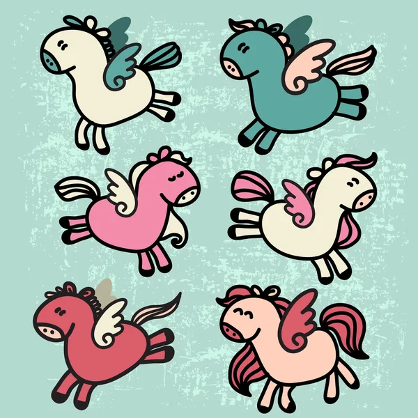 Ilustración vectorial del colorido unicornio de dibujos animados — Vector de stock