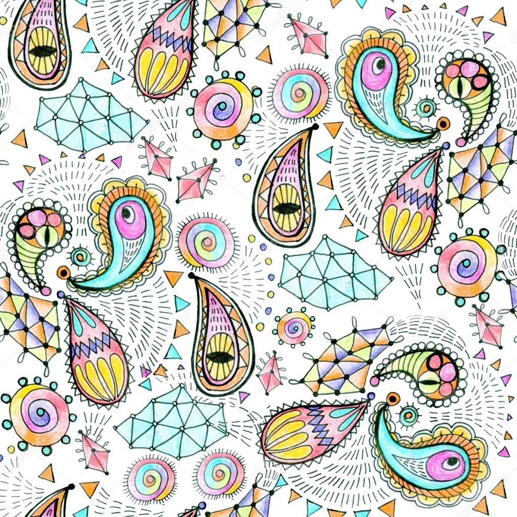 Seamless geometric pattern in paisley style.