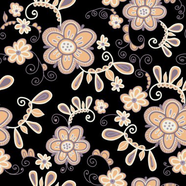 siyah arka plan üzerine çiçekli desen.