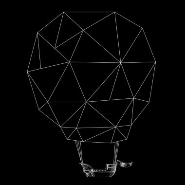 Retro sıcak hava balonu. Modern hipster style.vintage vektör kartpostal.