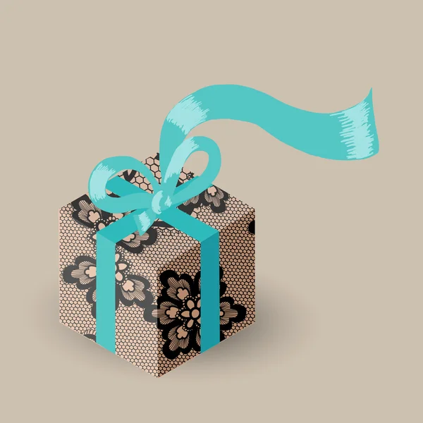 Caja de regalo de encaje con cinta . — Vector de stock