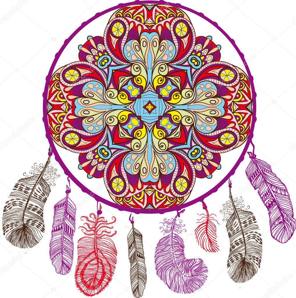 Abstract colorful decorative dream catcher.