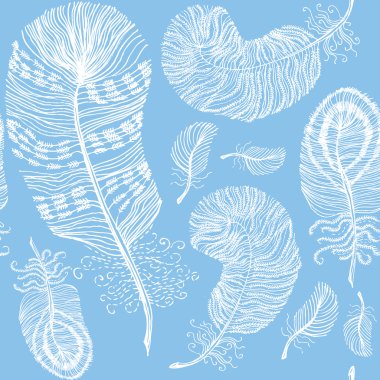 Beyaz tüylü çizilmiş desen