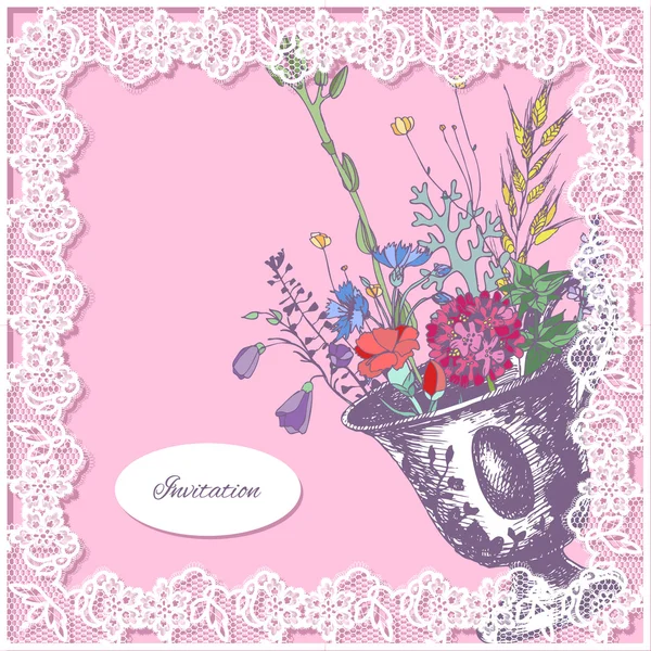 Flores en una taza . — Vector de stock