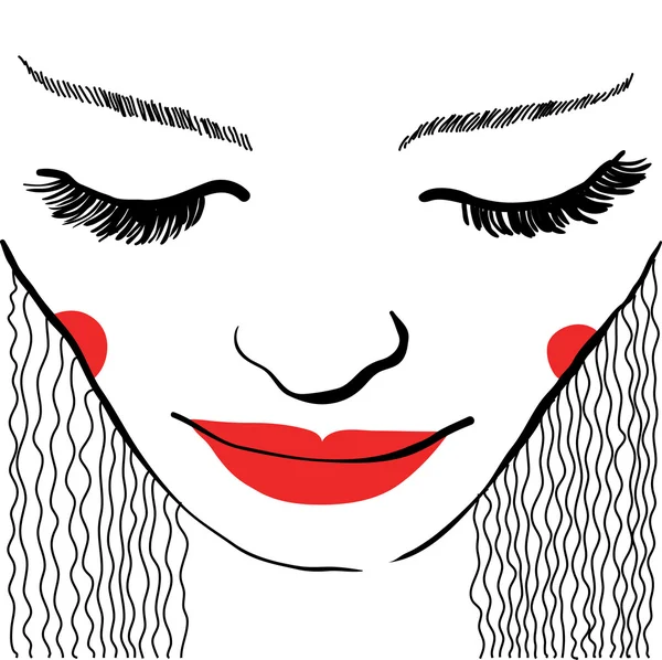 Woman face with closed eyes. — Stock Vector