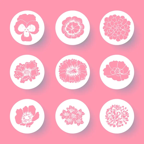 Conjunto de icono floral. — Vector de stock