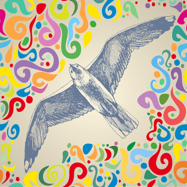Чайка с ярко-абстрактным завитком
.